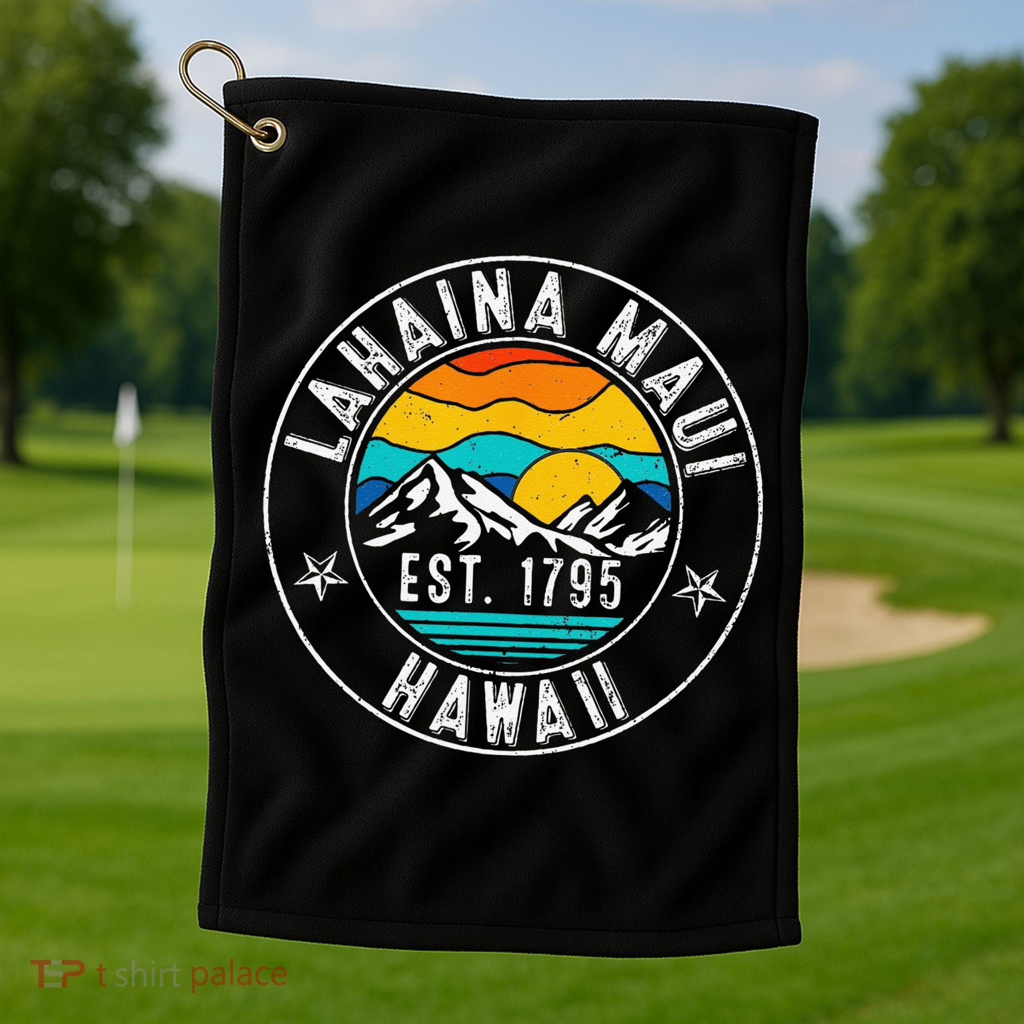 Retro 70s 80s Lahaina Maui Hawaii HI Golf Towel