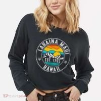 Retro 70s 80s Lahaina Maui Hawaii HI Cropped Pullover Crew thumb 2