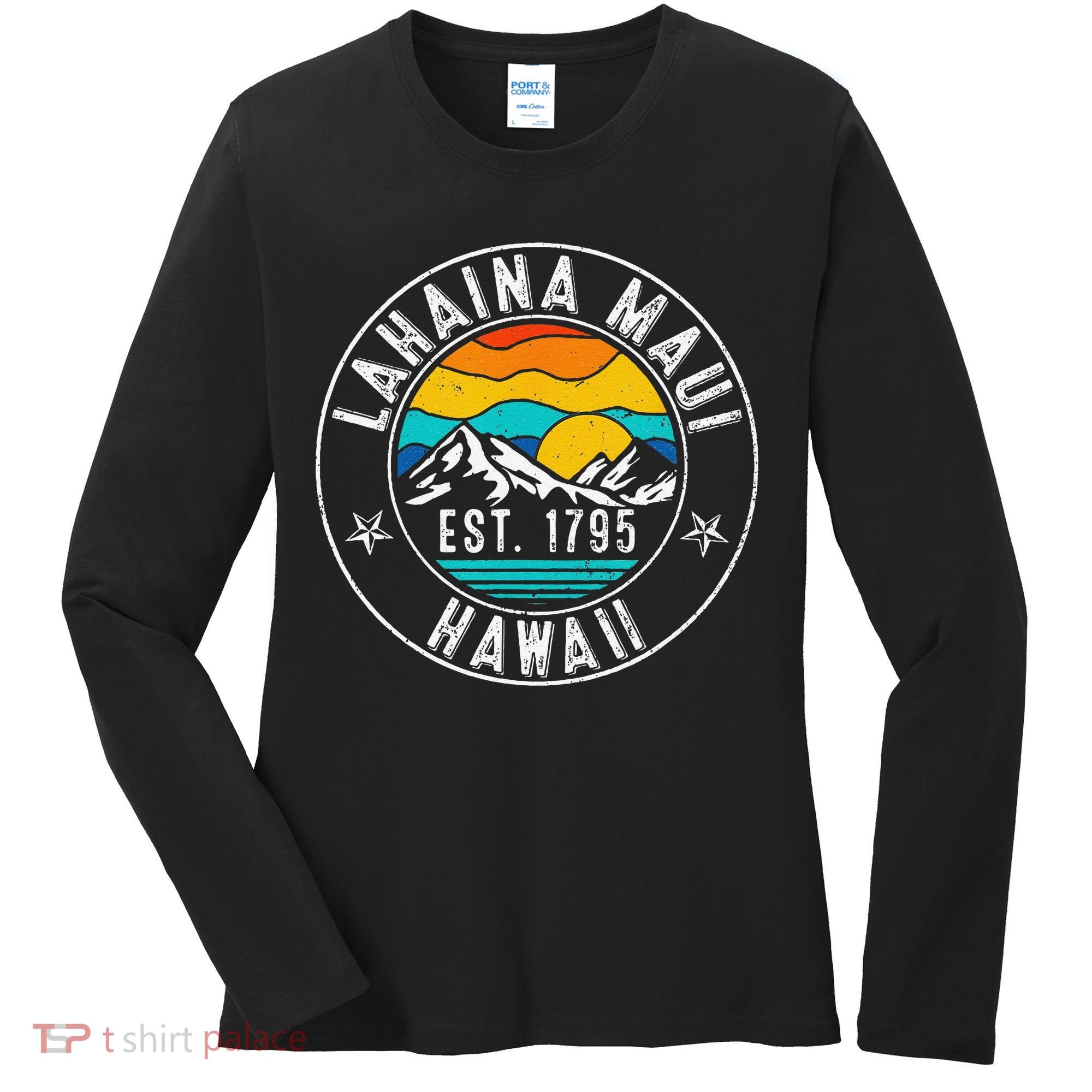 Retro 70s 80s Lahaina Maui Hawaii HI Women's Long Sleeve Shirt