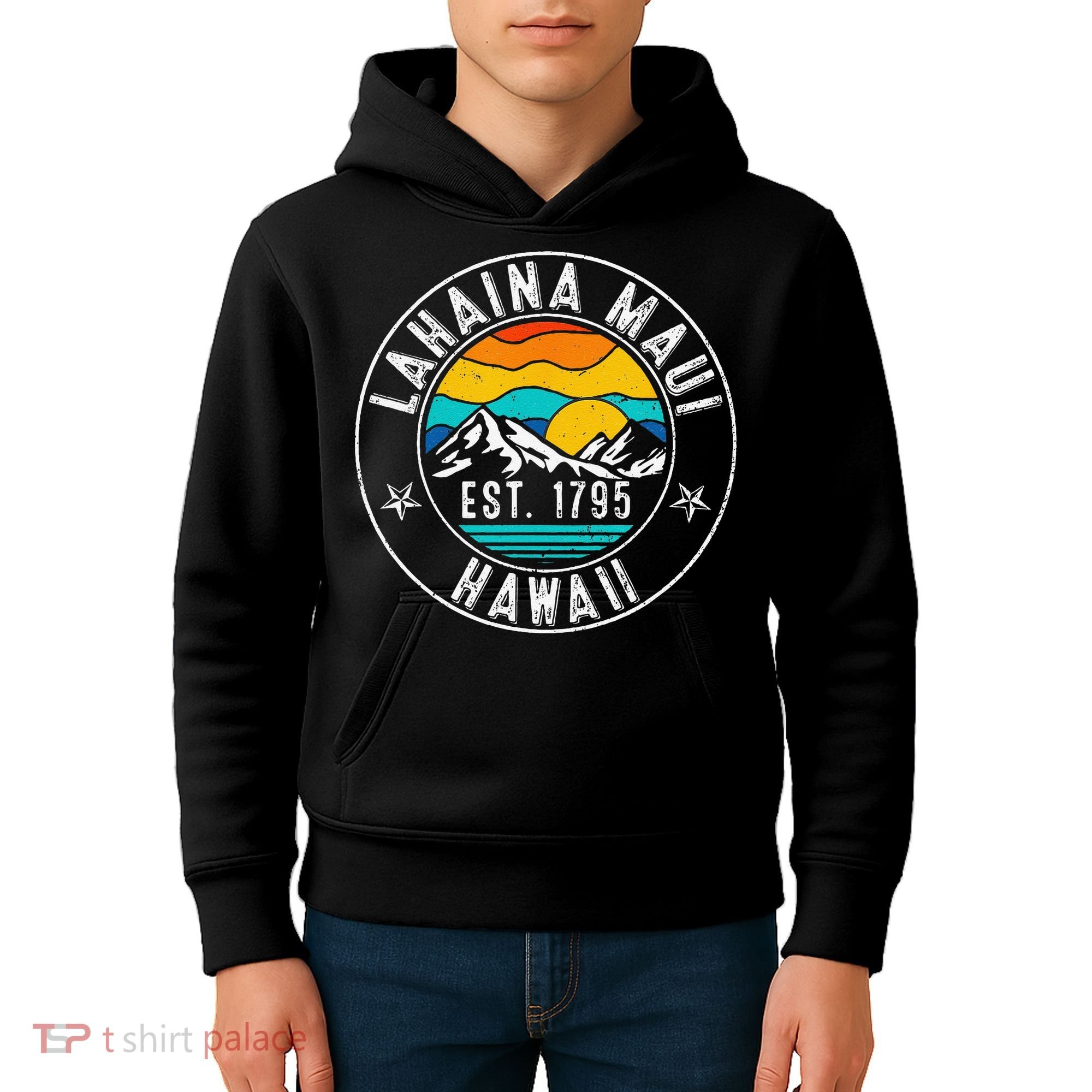 Retro 70s 80s Lahaina Maui Hawaii HI Kids Hoodie