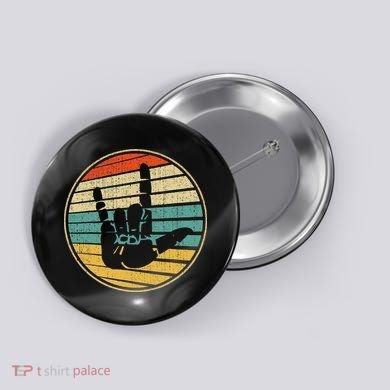 Retro 70s 80s Interpreter Asl I Love You Hand Sign Button