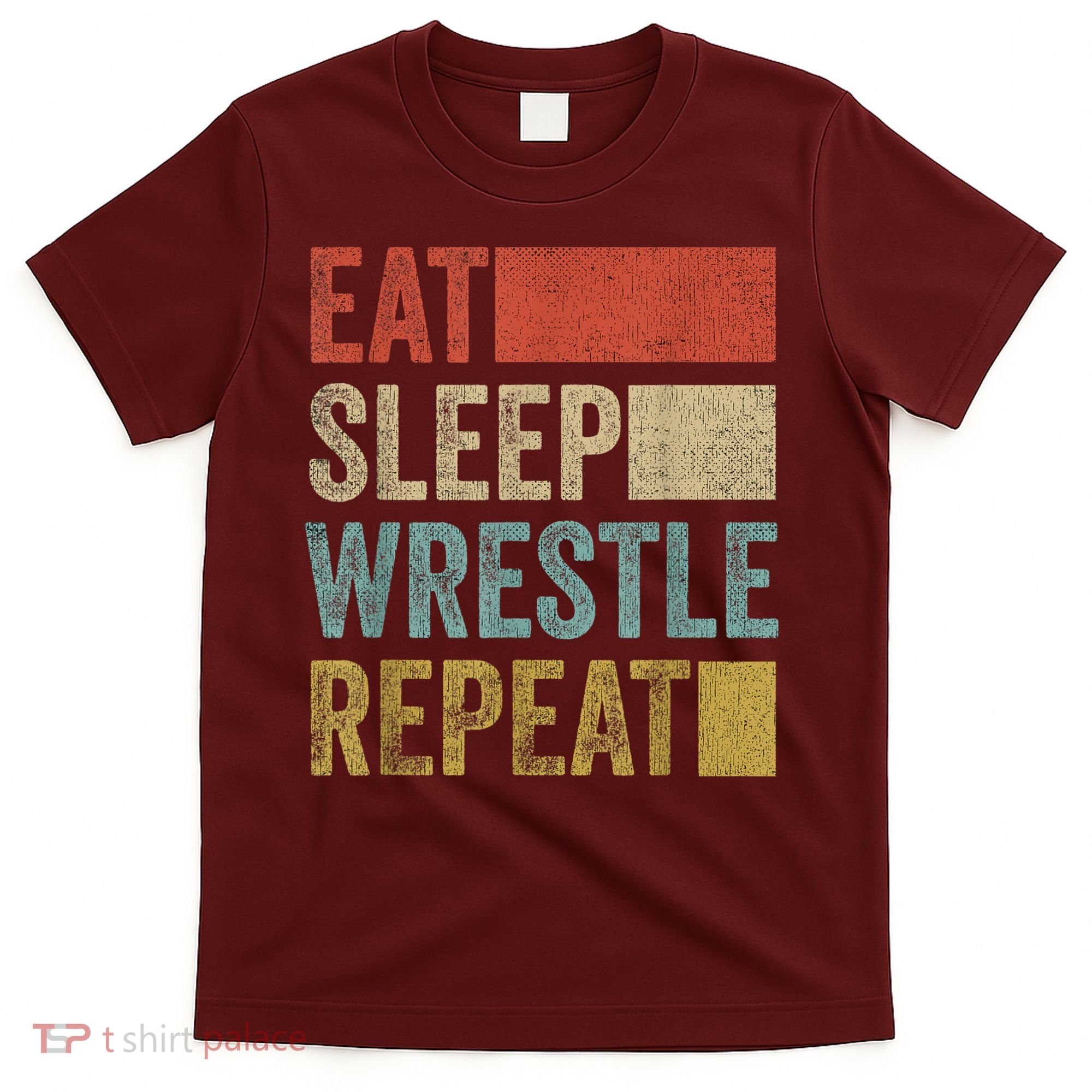 Retro 70s 80s Eat Sleep Wrestle Gear Vintage Wrestling T-Shirt