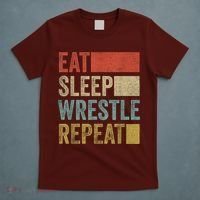 Retro 70s 80s Eat Sleep Wrestle Gear Vintage Wrestling T-Shirt thumb 5