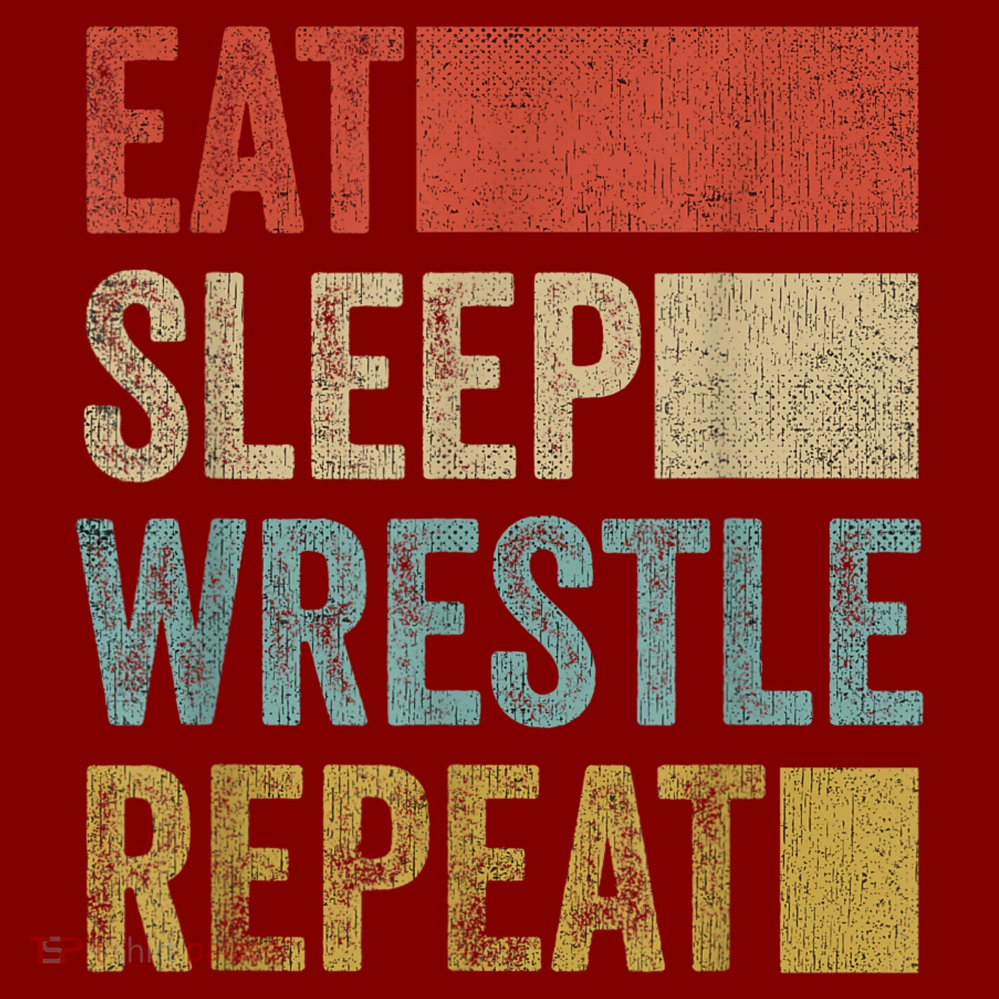 Retro 70s 80s Eat Sleep Wrestle Gear Vintage Wrestling T-Shirt
