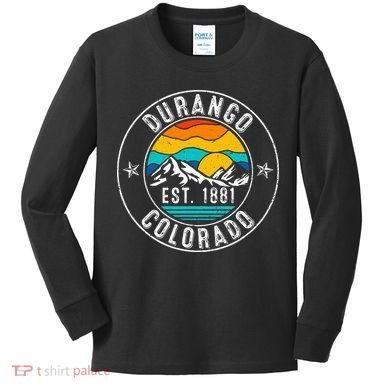 Retro 70s 80s Durango Colorado Co Kids Long Sleeve Shirt