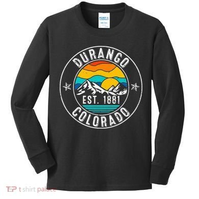 Retro 70s 80s Durango Colorado CO Kids Long Sleeve Shirt