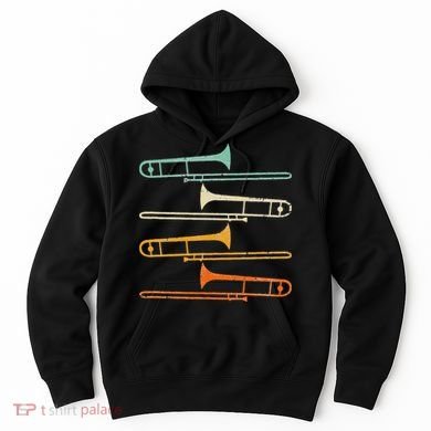 Retro 70S Funny Trombone For Trombonist Hoodie