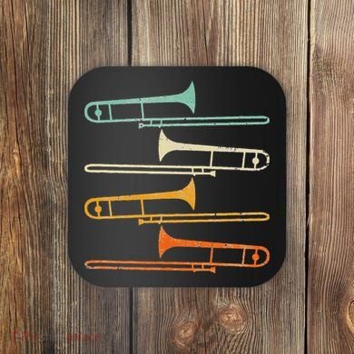 Retro 70S Funny Trombone For Trombonist Coaster