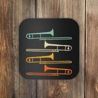 Retro 70S Funny Trombone For Trombonist Coaster thumb 0