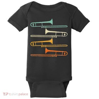 Retro 70S Funny Trombone For Trombonist Baby Bodysuit