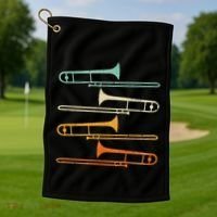 Retro 70S Funny Trombone For Trombonist Golf Towel thumb 1