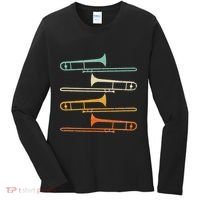Retro 70S Funny Trombone For Trombonist Women's Long Sleeve Shirt thumb 0