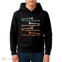 Retro 70S Funny Trombone For Trombonist Kids Hoodie thumb 4