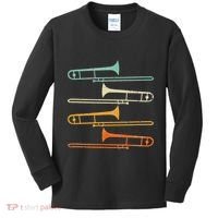 Retro 70S Funny Trombone For Trombonist Kids Long Sleeve Shirt thumb 0