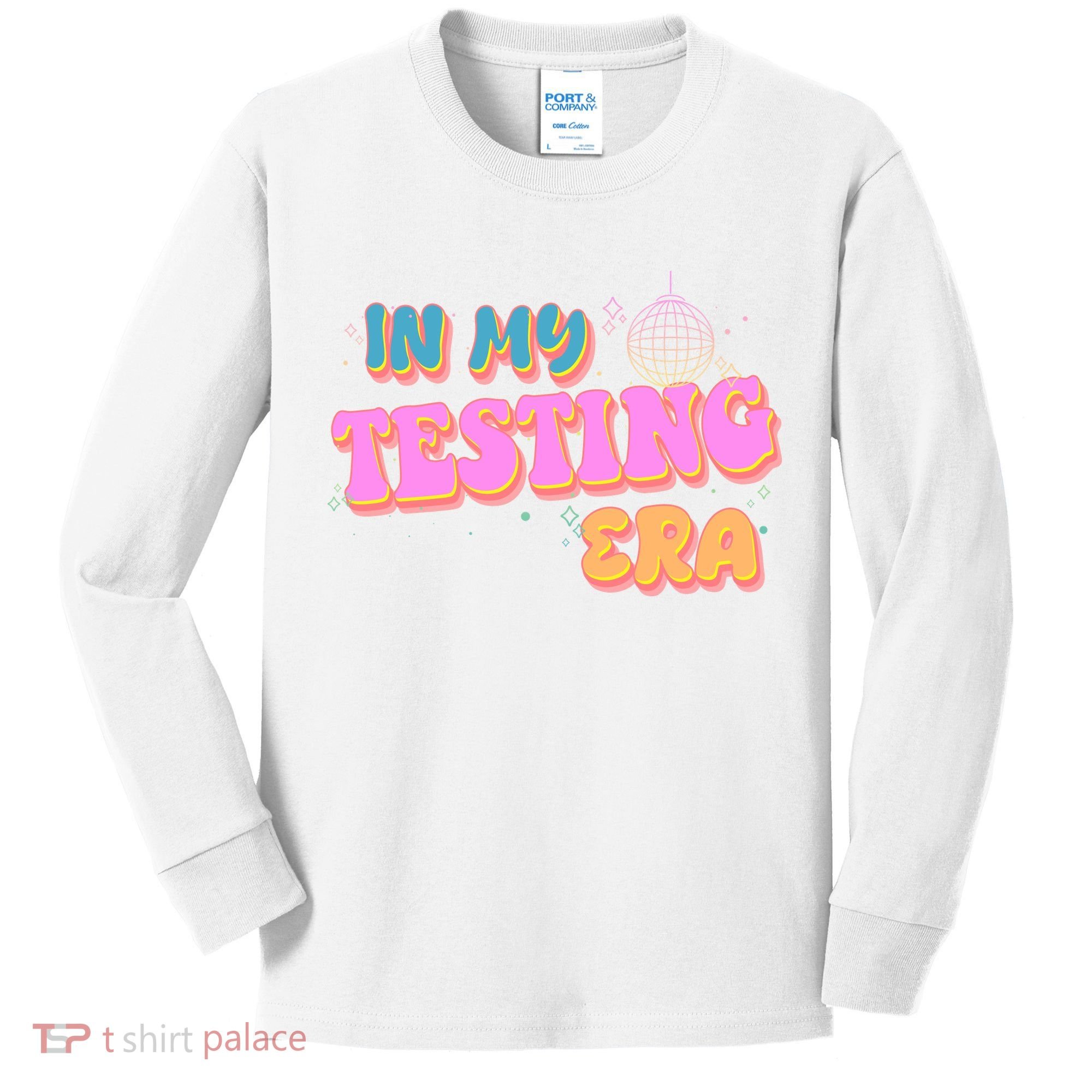 Retro 70's In My Testing Era School Test Time Kids Long Sleeve Shirt