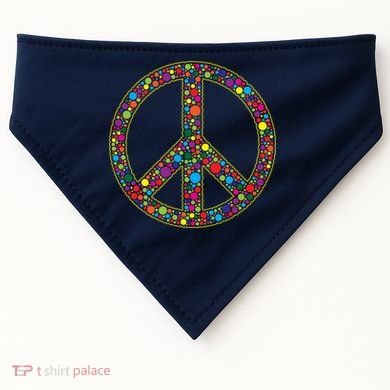 Retro 70's Polka Dot Peace Sign USA-Made Doggie Bandana
