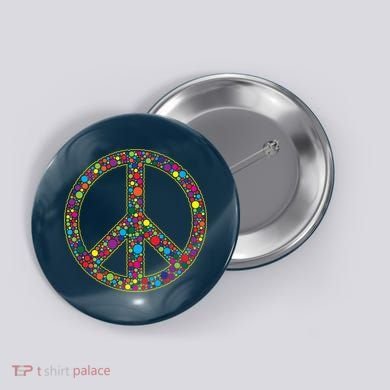 Retro 70's Polka Dot Peace Sign Button