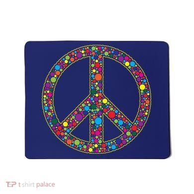 Retro 70's Polka Dot Peace Sign Mousepad