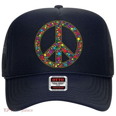 Retro 70's Polka Dot Peace Sign Hat