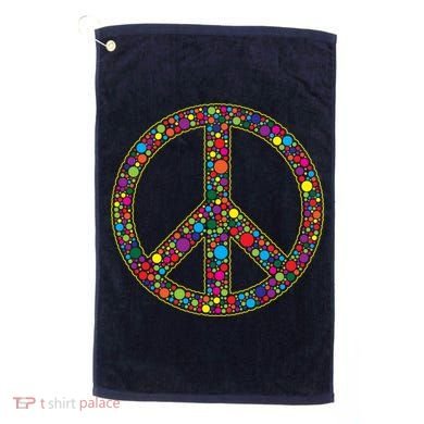 Retro 70's Polka Dot Peace Sign Golf Towel
