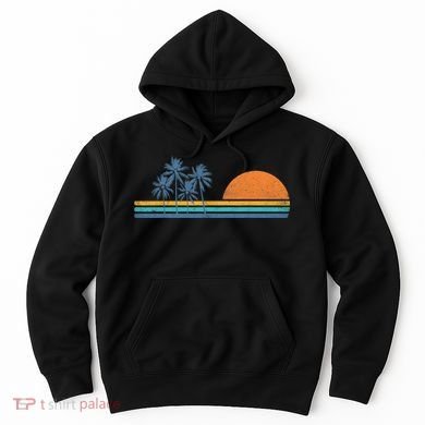 Retro 70s Sunset Palm Trees Vintage Tropical Beach Graphic  Hoodie