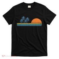 Retro 70s Sunset Palm Trees Vintage Tropical Beach Graphic  T-Shirt thumb 0