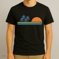 Retro 70s Sunset Palm Trees Vintage Tropical Beach Graphic  T-Shirt thumb 3