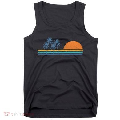 Retro 70s Sunset Palm Trees Vintage Tropical Beach Graphic  Tank Top