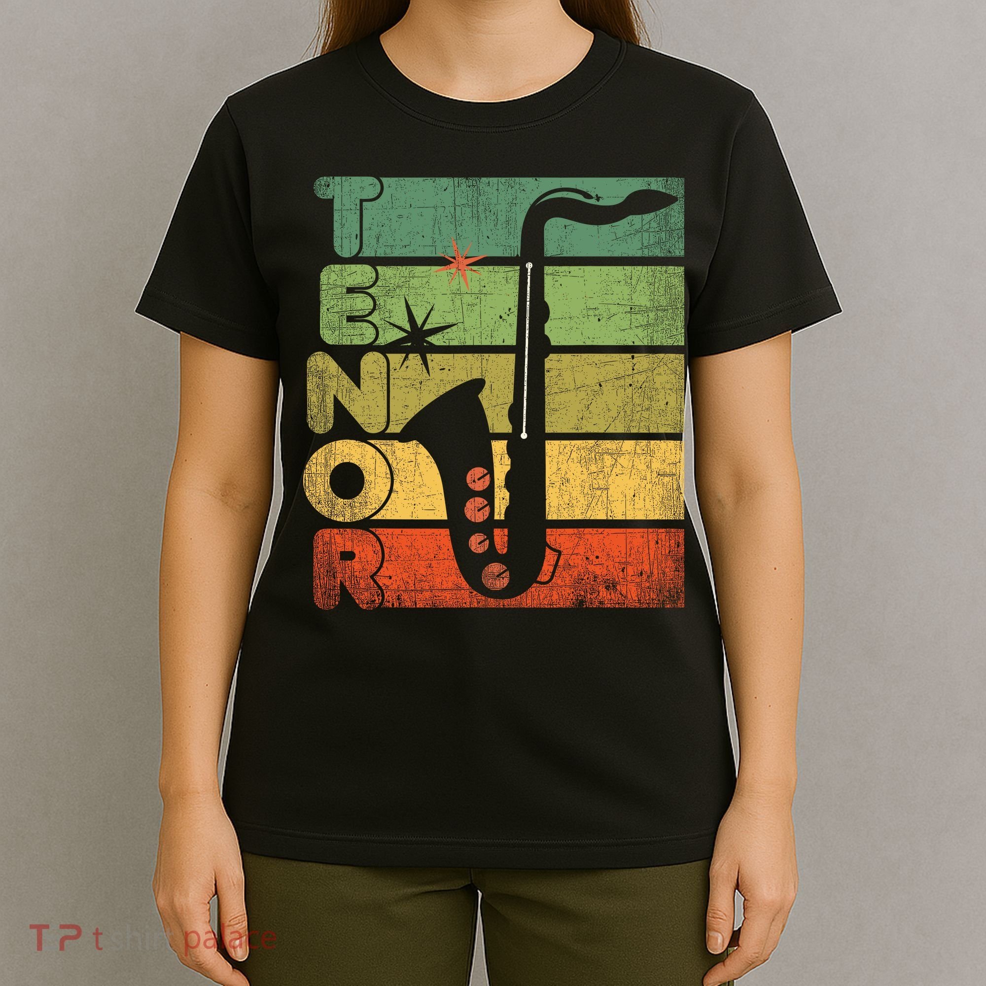 Retro 70s Tenor Saxophone Cool Vintage Sax Musician Gifts T-Shirt