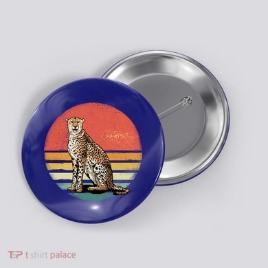 Retro 70s Vintage Cheetah Sunset Cheetah Animal Lover Great Gift Button