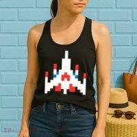Retro 80's Computer Game Space Ship Women's Tank Top thumb 2
