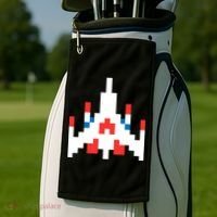 Retro 80's Computer Game Space Ship Golf Towel thumb 2