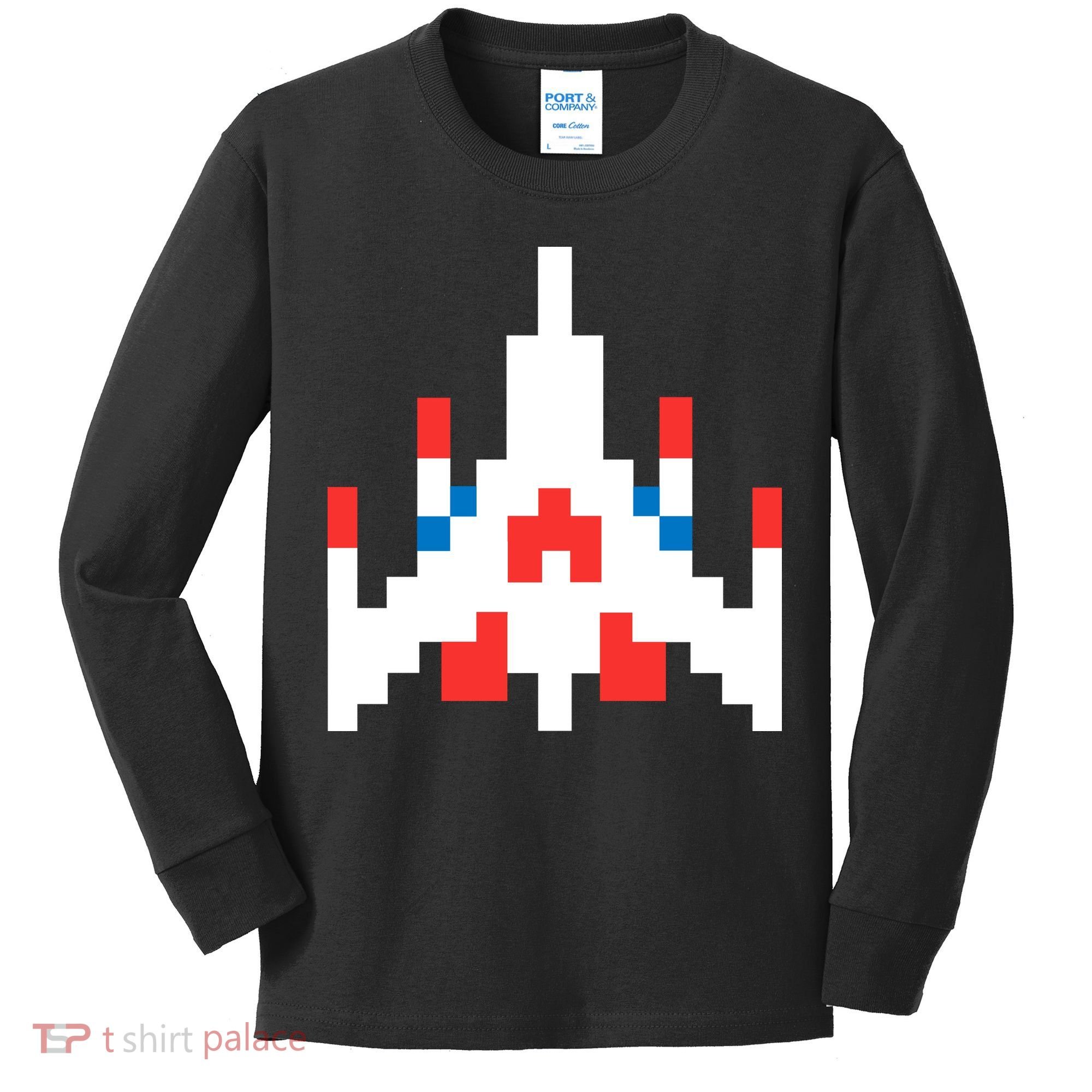 Retro 80's Computer Game Space Ship Kids Long Sleeve Shirt