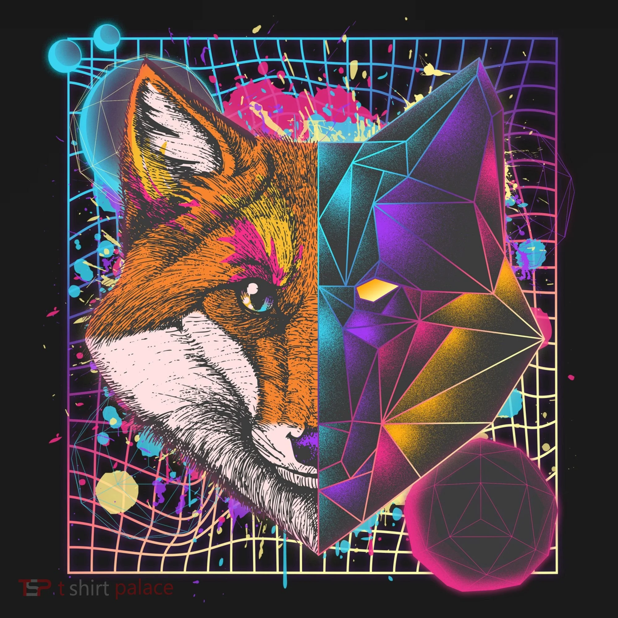 Retro 80's Digital Polygon Fox Doggie Tank