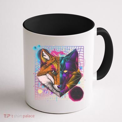 Retro 80's Digital Polygon Fox Coffee Mug back