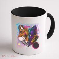 Retro 80's Digital Polygon Fox Coffee Mug thumb 1