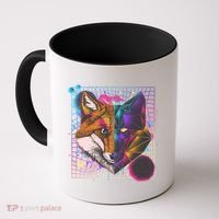 Retro 80's Digital Polygon Fox Coffee Mug thumb 0