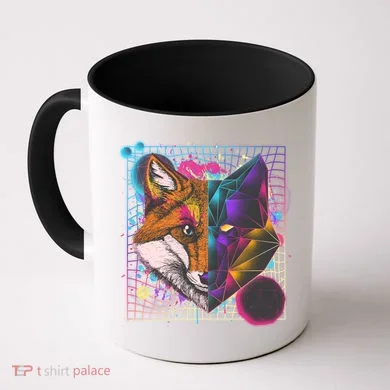 Retro 80's Digital Polygon Fox Coffee Mug