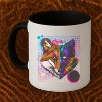 Retro 80's Digital Polygon Fox Coffee Mug thumb 2