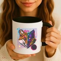 Retro 80's Digital Polygon Fox Coffee Mug thumb 3