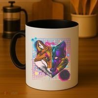 Retro 80's Digital Polygon Fox Coffee Mug thumb 4