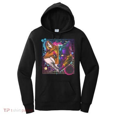 Retro 80's Digital Polygon Fox Women's Hoodie