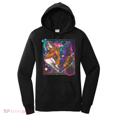 Retro 80's Digital Polygon Fox Women's Hoodie