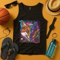 Retro 80's Digital Polygon Fox Tank Top thumb 4