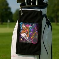 Retro 80's Digital Polygon Fox Golf Towel thumb 2