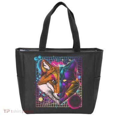 Retro 80's Digital Polygon Fox Tote Bag