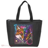 Retro 80's Digital Polygon Fox Tote Bag thumb 0