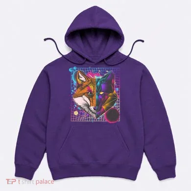 Retro 80's Digital Polygon Fox Hoodie