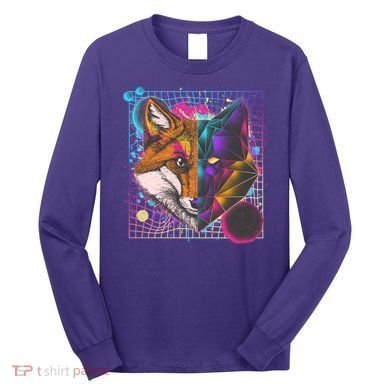 Retro 80's Digital Polygon Fox Long Sleeve Shirt