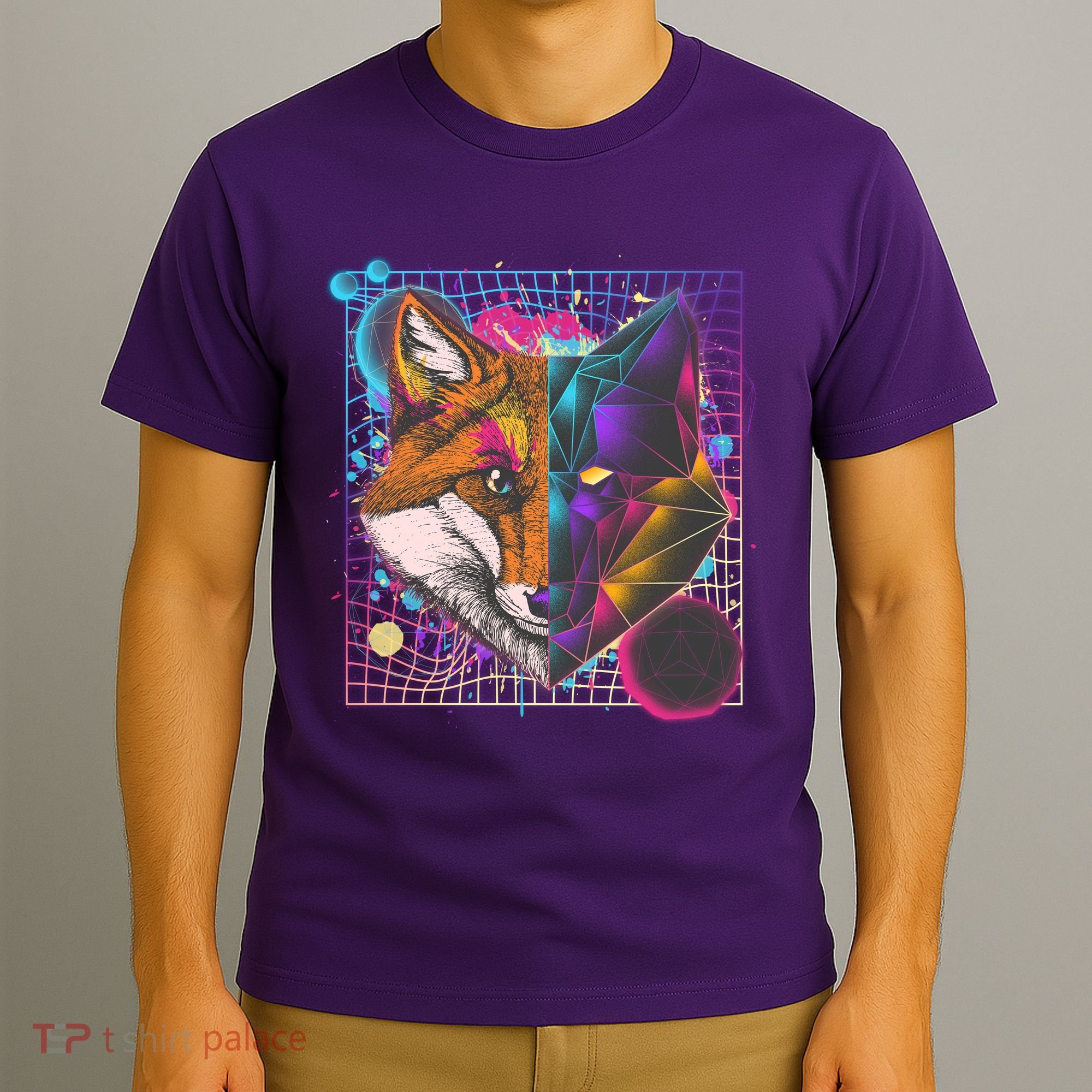 Retro 80's Digital Polygon Fox T-Shirt